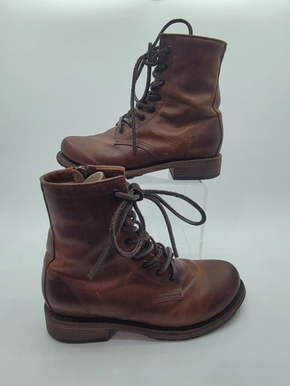 Freebird Manchester Lace Up Combat Boots Cognac Brown Leather Women's Size 7 - Picture 2 of 8